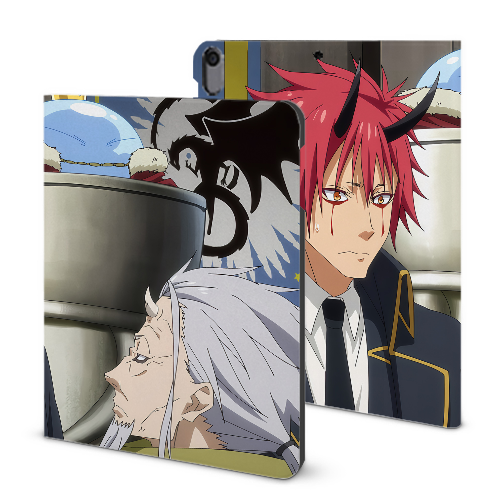 （画像用） 転スラ Regarding Reincarnated to Slime IPad ケース ブック型 PUレザー TPU 耐衝撃 軽量 薄型 ペン収納なし 全面保護 IPad 各モデル対応